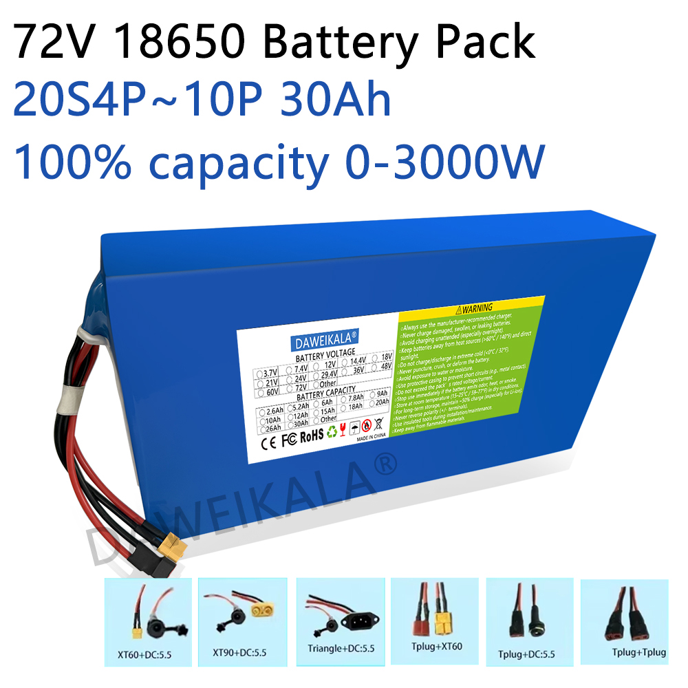 72V 5000W Electric Motorcycle - Nuevo Paquete de batería 72V 12Ah-30Ah