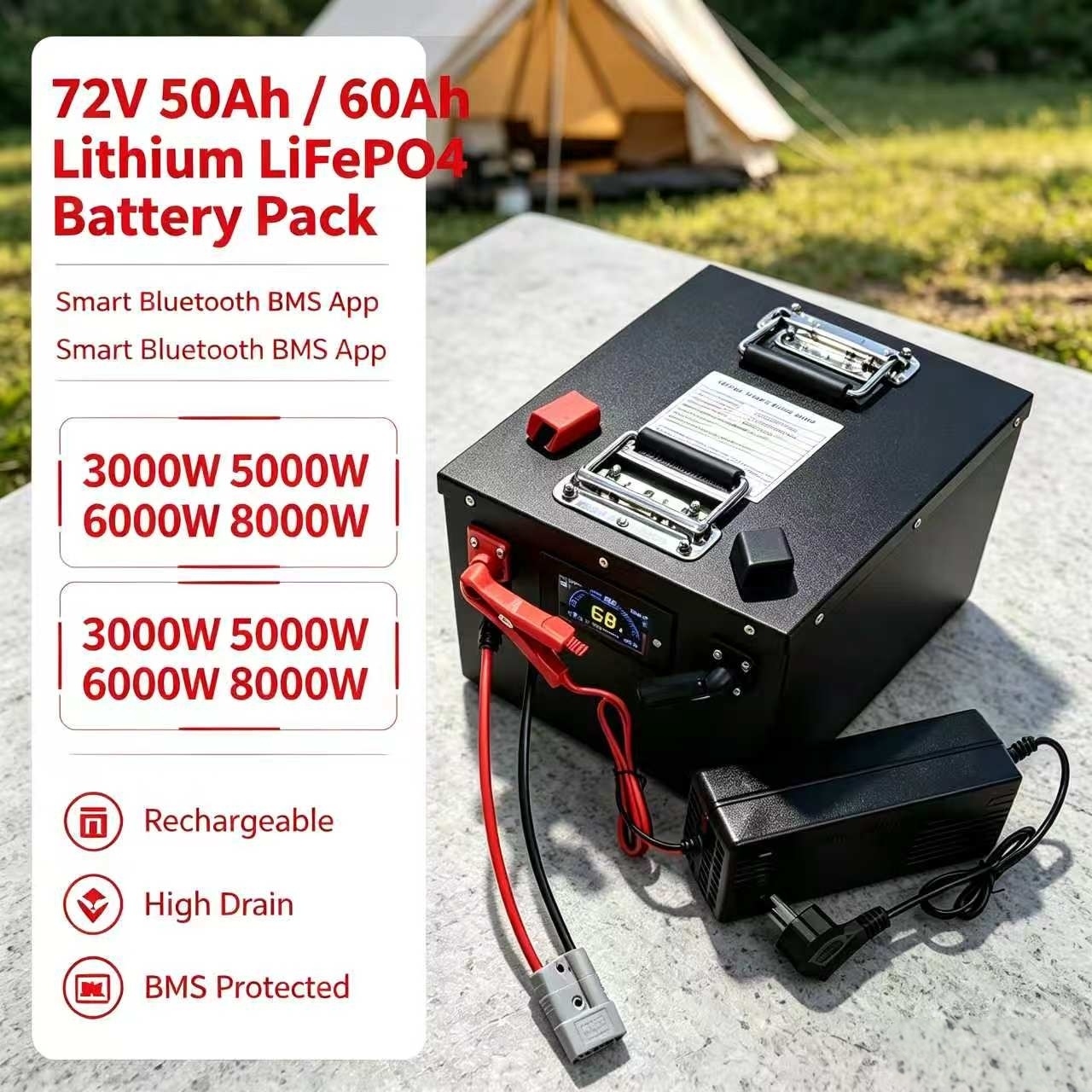 72V 60Ah Lifepo4 Battery Pack - Paquete de baterías recargables de litio